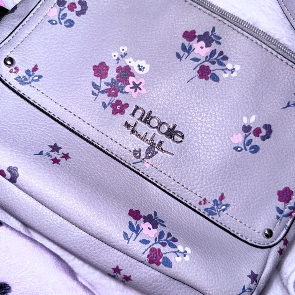 Nicole Miller Lavender Floral Crossbody Bag